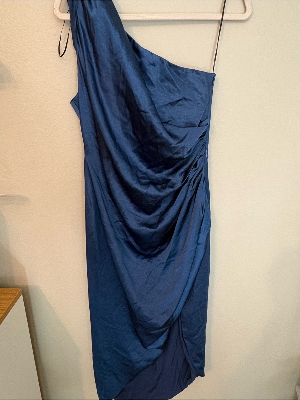 Elliatt One-Shoulder Midnight Blue Satin Dress